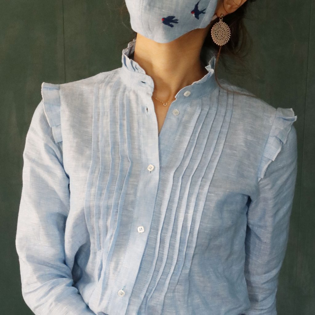 Pintuck Blouse with Mask